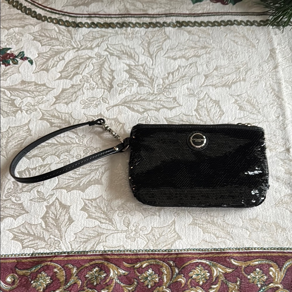 Coach Black Sequin Wristlet - Picture 3 of 4